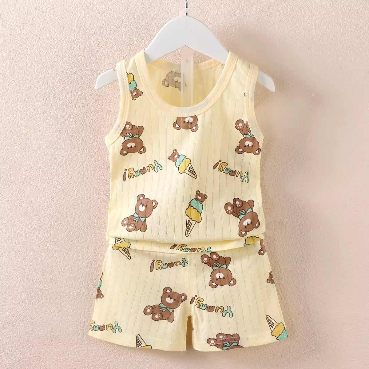 Mother Kids Clothes Baby Cotton Print Children'S Clothing T-Shirt Vest Tops Shorts Sets Boys Girls Cute Breathable Summer