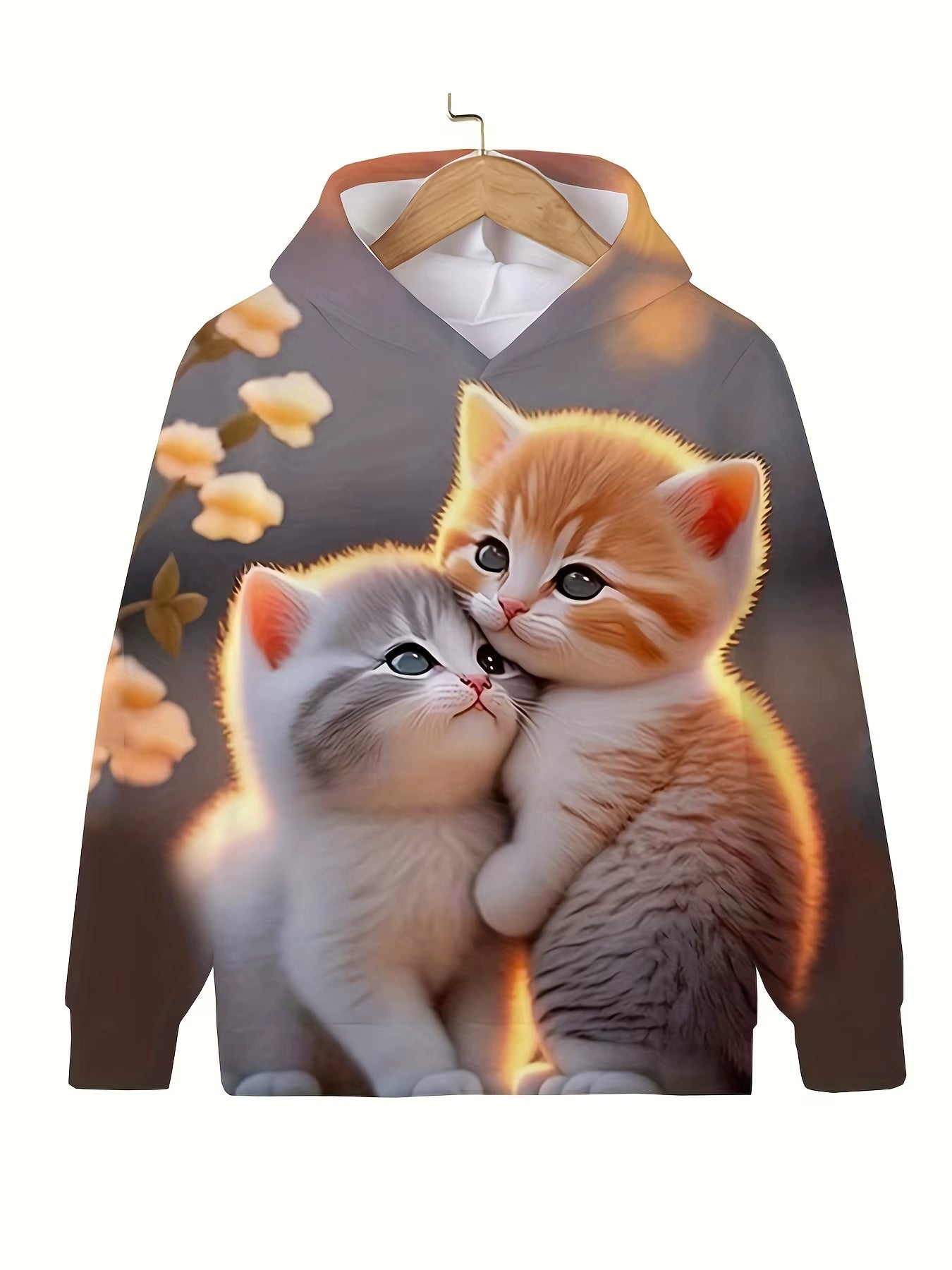 Children'S Clothing Hoodies Girls Clothes Long Sleeve Cute Cat Print Casual Kid Summer Autumn Clothes Kids Clothes Outdoor Tops