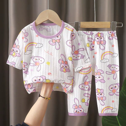 Kids Clothes Three Quarter Sleeve Home Cotton Sleepwear Children'S Clothing Boy Girl Autumn Winter Tops Pants Suitschildrensets