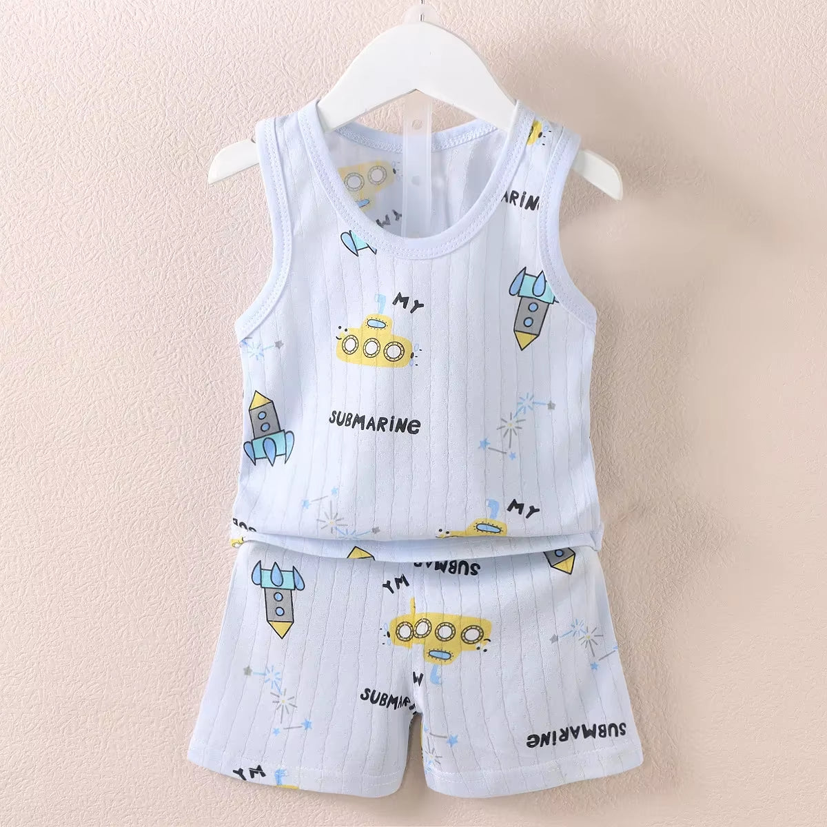 Mother Kids Clothes Baby Cotton Print Children'S Clothing T-Shirt Vest Tops Shorts Sets Boys Girls Cute Breathable Summer