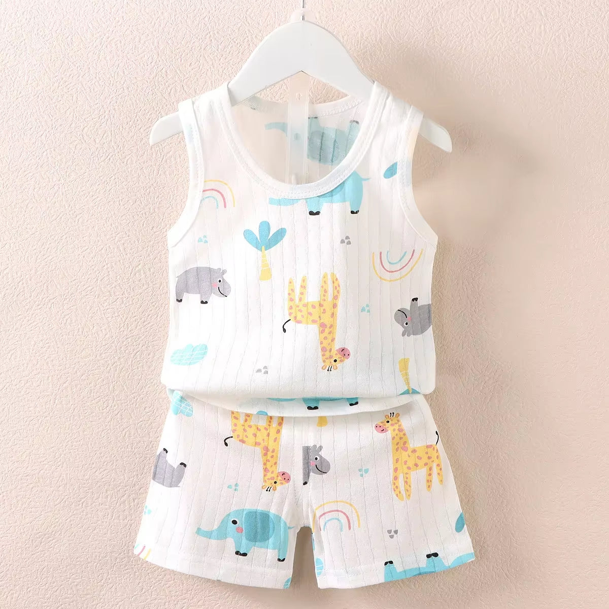 Mother Kids Clothes Baby Cotton Print Children'S Clothing T-Shirt Vest Tops Shorts Sets Boys Girls Cute Breathable Summer
