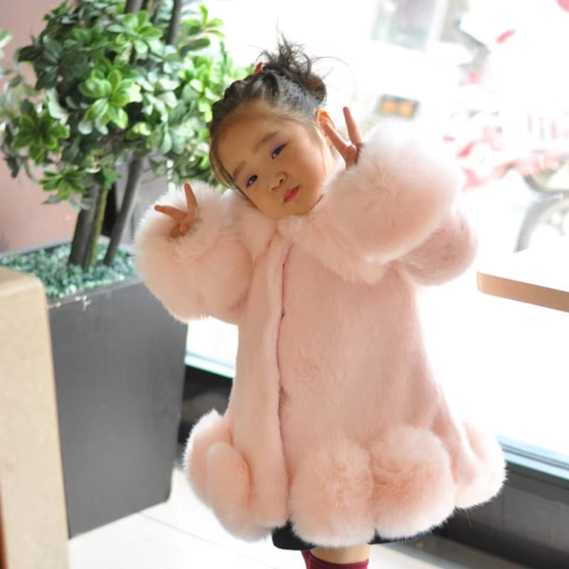 Baby Kids Clothes Girls Jacket 2023 Winter Fashion Solid Faux Mink Fox Fur Coat for Teen Girl Soft Warm Children'S Clothing