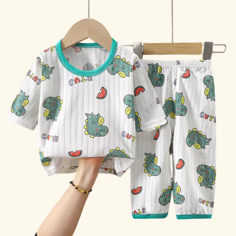 Kids Clothes Three Quarter Sleeve Home Cotton Sleepwear Children'S Clothing Boy Girl Autumn Winter Tops Pants Suitschildrensets