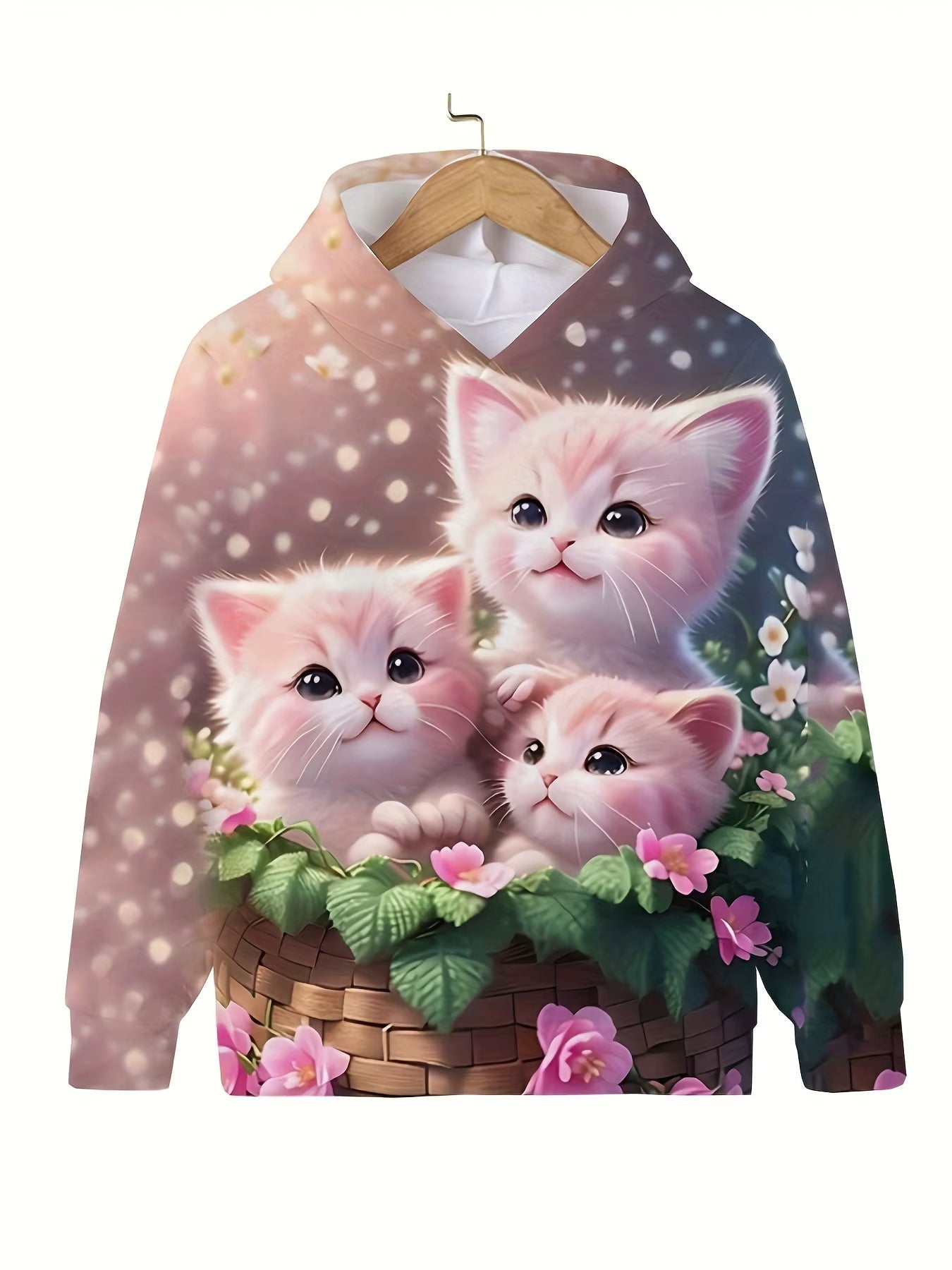 Children'S Clothing Hoodies Girls Clothes Long Sleeve Cute Cat Print Casual Kid Summer Autumn Clothes Kids Clothes Outdoor Tops