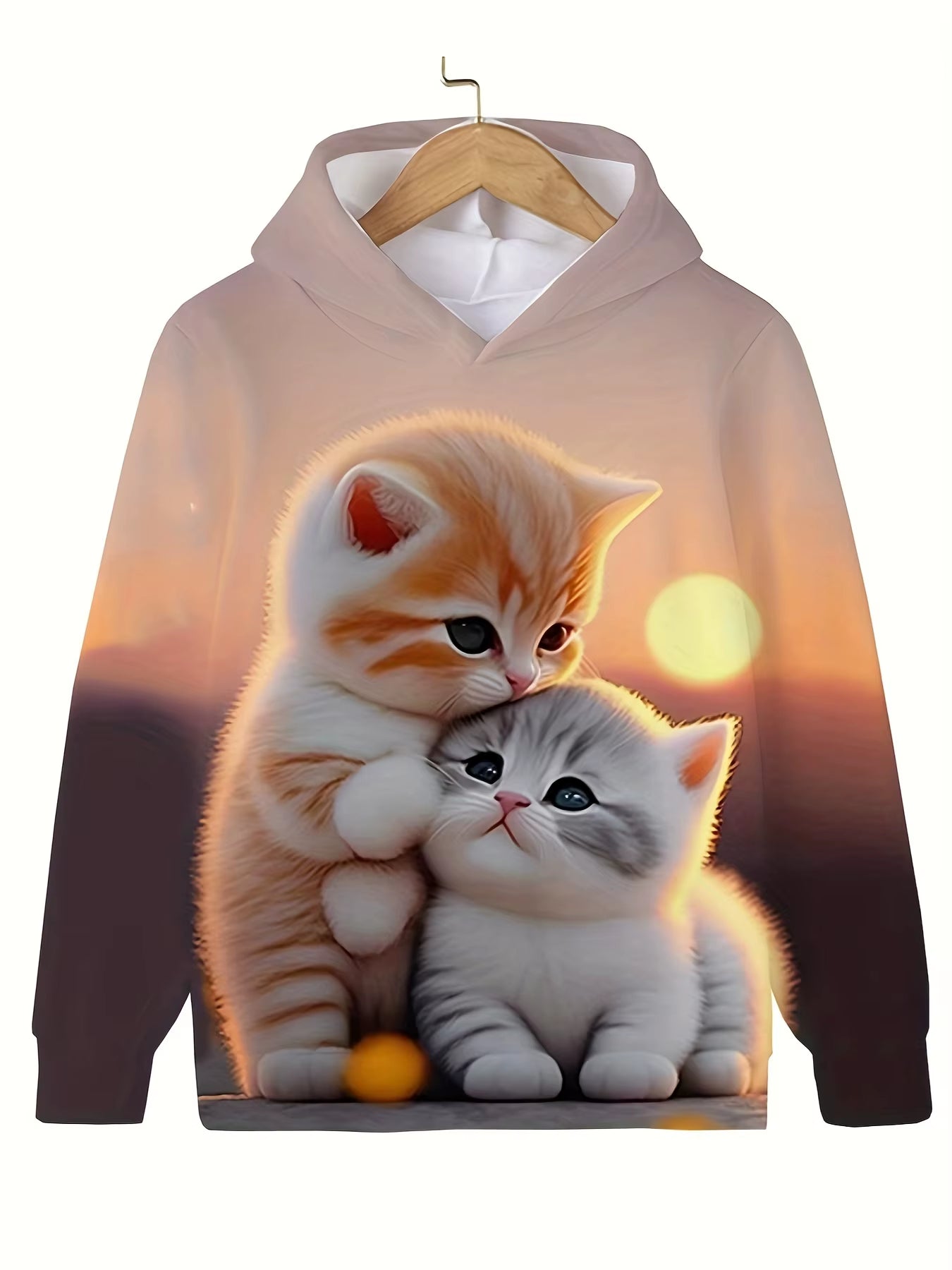 Children'S Clothing Hoodies Girls Clothes Long Sleeve Cute Cat Print Casual Kid Summer Autumn Clothes Kids Clothes Outdoor Tops
