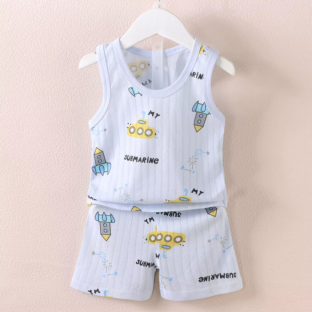 Mother Kids Clothes Baby Cotton Print Children'S Clothing T-Shirt Vest Tops Shorts Sets Boys Girls Cute Breathable Summer