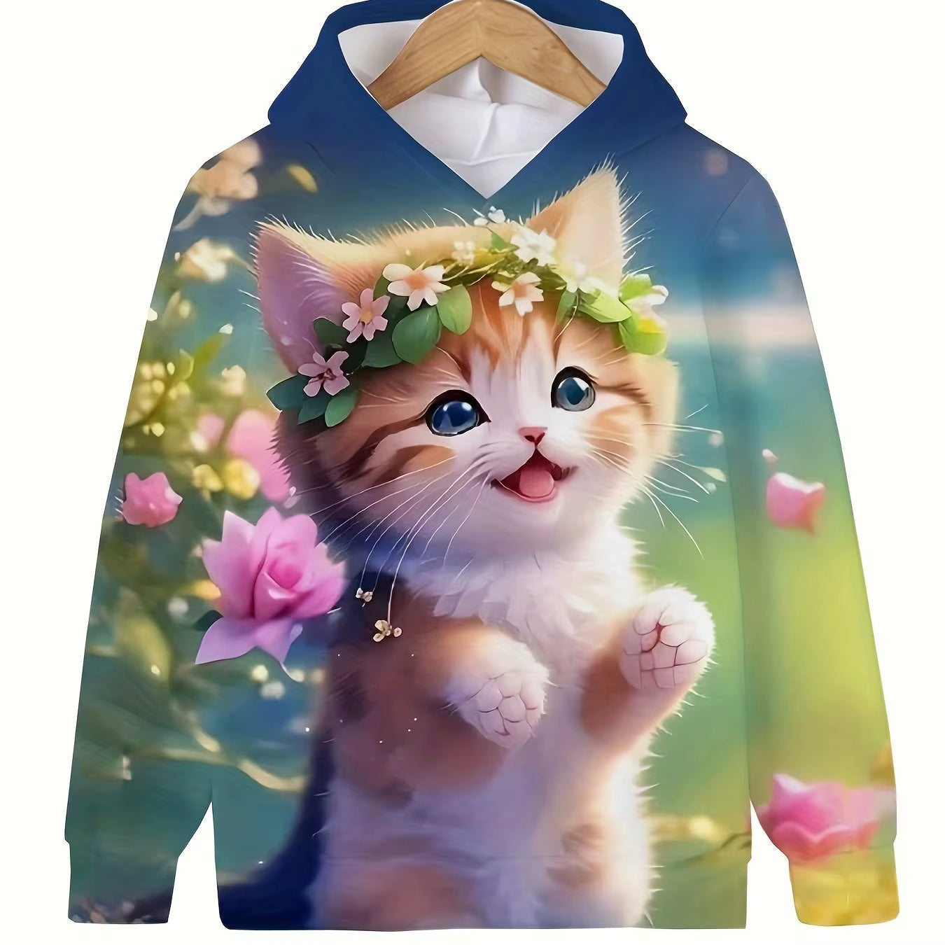 Children'S Clothing Hoodies Girls Clothes Long Sleeve Cute Cat Print Casual Kid Summer Autumn Clothes Kids Clothes Outdoor Tops