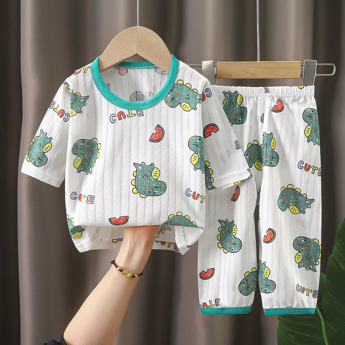 Kids Clothes Three Quarter Sleeve Home Cotton Sleepwear Children'S Clothing Boy Girl Autumn Winter Tops Pants Suitschildrensets