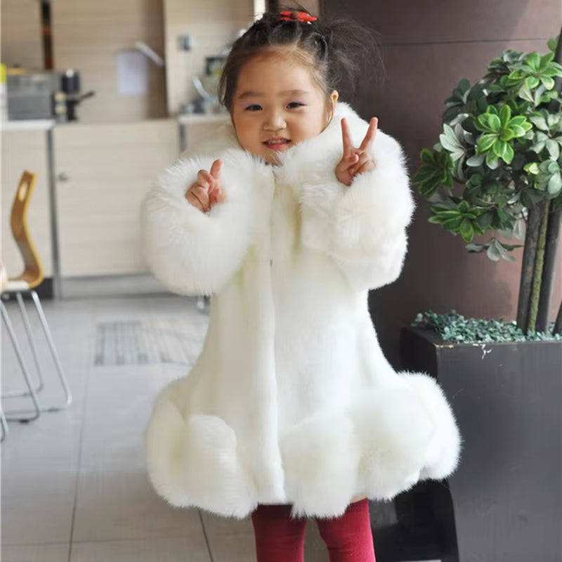 Baby Kids Clothes Girls Jacket 2023 Winter Fashion Solid Faux Mink Fox Fur Coat for Teen Girl Soft Warm Children'S Clothing