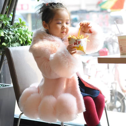 Baby Kids Clothes Girls Jacket 2023 Winter Fashion Solid Faux Mink Fox Fur Coat for Teen Girl Soft Warm Children'S Clothing