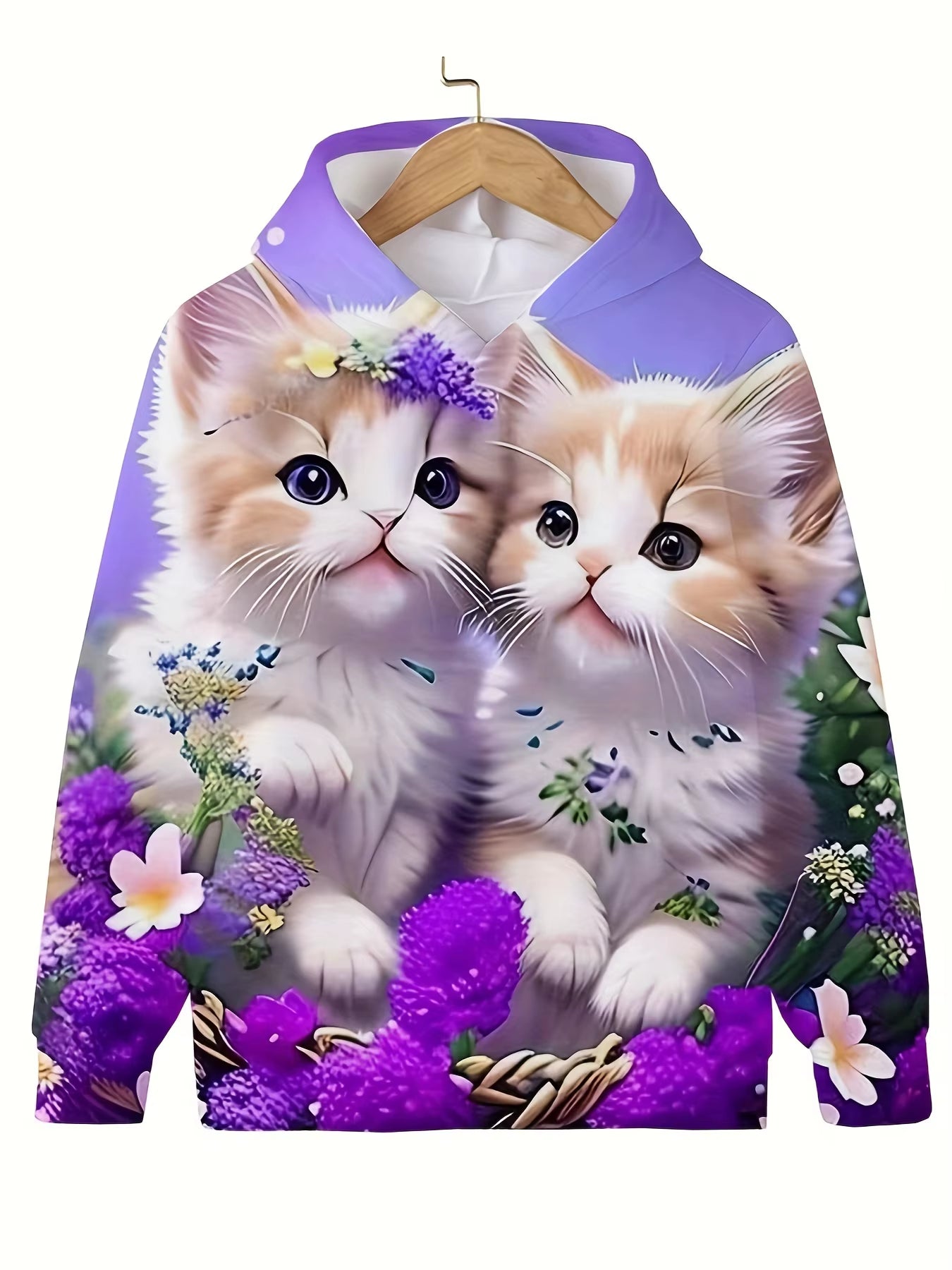 Children'S Clothing Hoodies Girls Clothes Long Sleeve Cute Cat Print Casual Kid Summer Autumn Clothes Kids Clothes Outdoor Tops