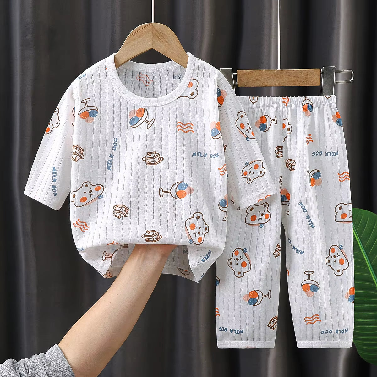 Kids Clothes Three Quarter Sleeve Home Cotton Sleepwear Children'S Clothing Boy Girl Autumn Winter Tops Pants Suitschildrensets